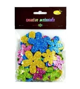 Kwiatki z pianki brokatowej wiosenne 56szt