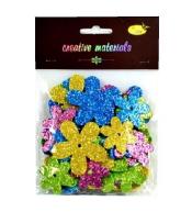 Kwiatki z pianki brokatowej wiosenne 56szt