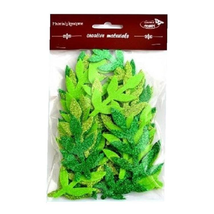 Gałązki brokatowe tonacja zielona 36szt