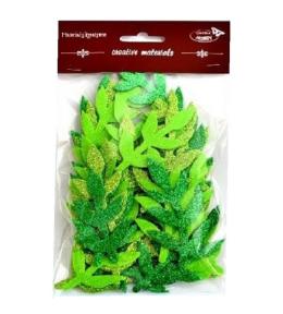 Gałązki brokatowe tonacja zielona 36szt