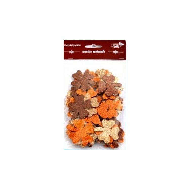 Koniczyny brokatowe tonacja brązowa 44szt