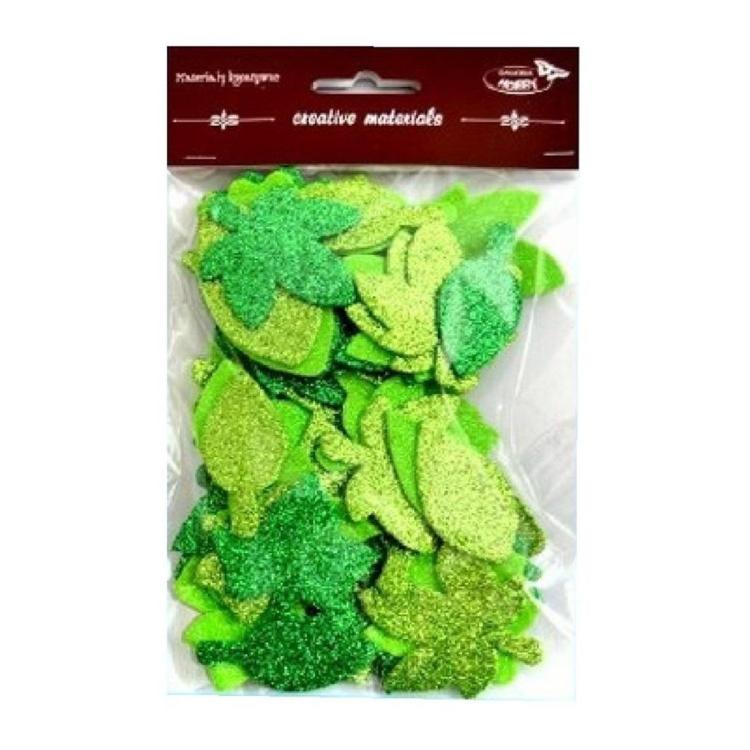 Listki brokatowe tonacja zielona 60szt