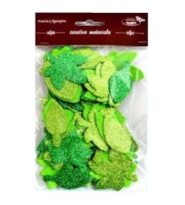 Listki brokatowe tonacja zielona 60szt