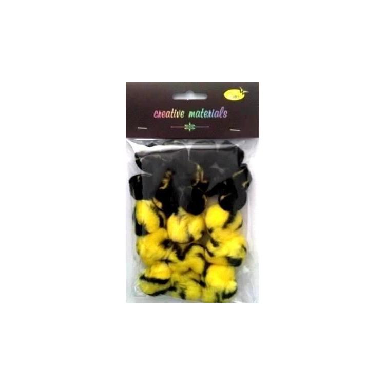Pompony dwukolorowe żółto czarne 25-40mm 21szt