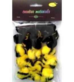 Pompony dwukolorowe żółto czarne 25-40mm 21szt