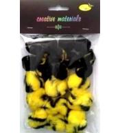 Pompony dwukolorowe żółto czarne 25-40mm 21szt