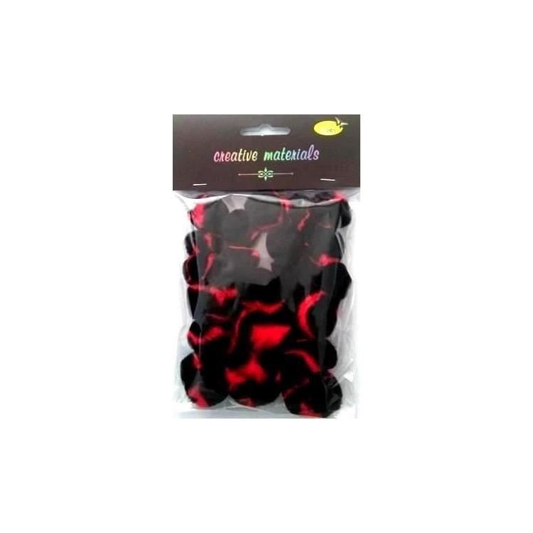 Pompony dwukolorowe czerwono czarne 25-40mm 21szt