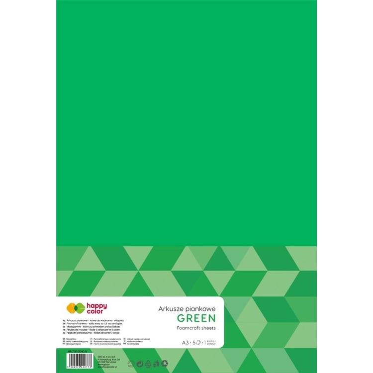 Arkusze piankowe A3 5szt zielony HAPPY COLOR