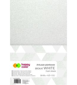 Arkusze piankowe brokat A4 białe 5szt. HAPPY COLOR