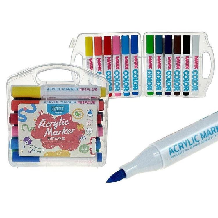 Flamastry akrylowe 12 kolorów