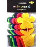 Kwiat w doniczce z filcu 7x12,5cm 9szt