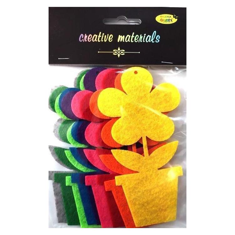 Kwiat w doniczce z filcu 7x12,5cm 9szt