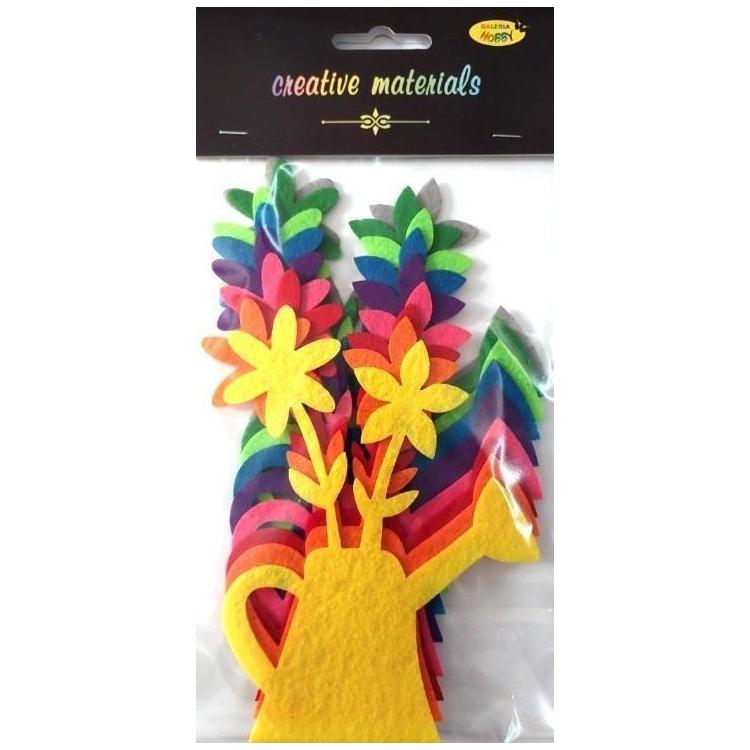 Kwiat w konewce z filcu 9,5x12cm 9szt