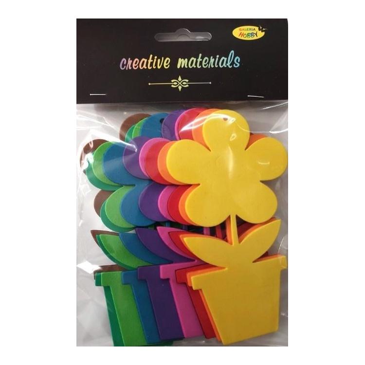 Kwiat w doniczce z pianki 9,5x12cm 9szt