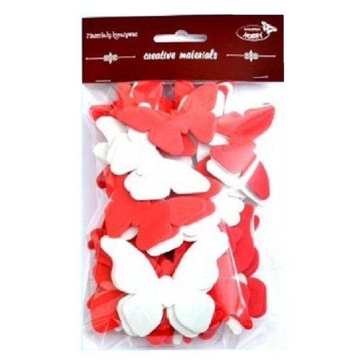 Motyle czerwono-białe 52szt