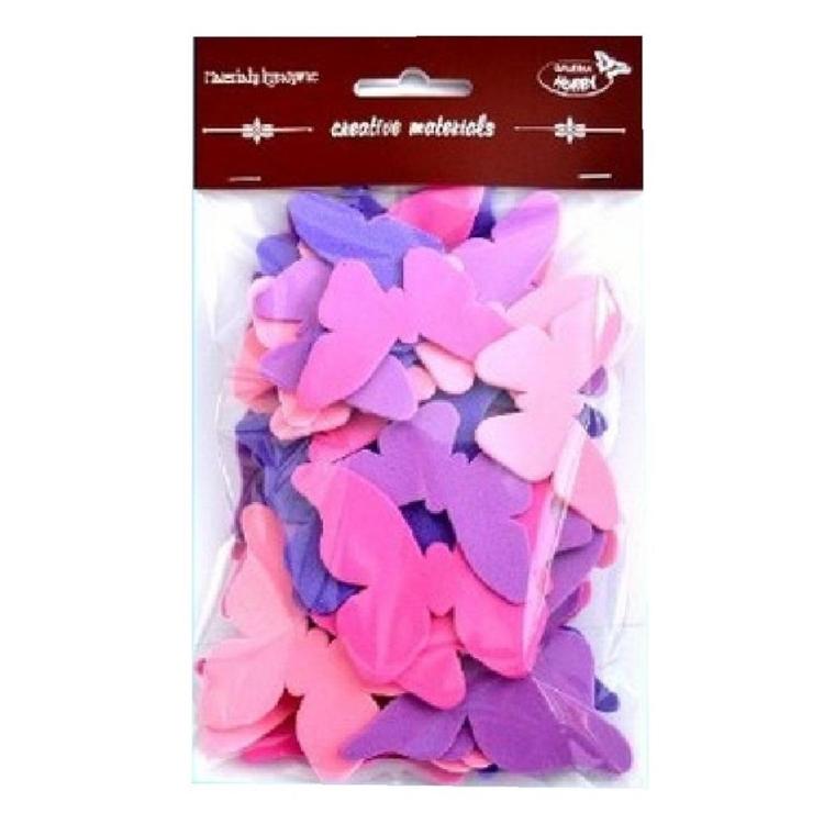 Motyle różowo-fioletowe 52szt