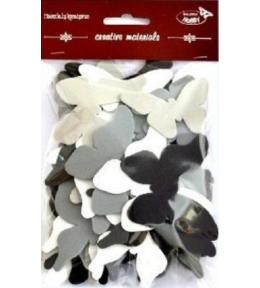 Motyle czarno-szaro-białe 52szt