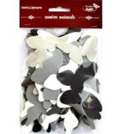 Motyle czarno-szaro-białe 52szt