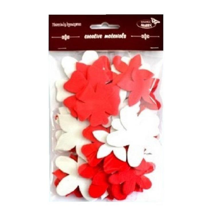Kwiatki czerwono-białe 60szt