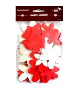 Kwiatki czerwono-białe 60szt