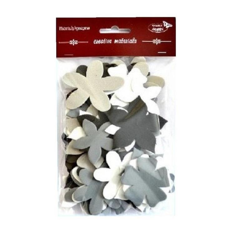 Kwiatki czarno-szaro-białe 60szt