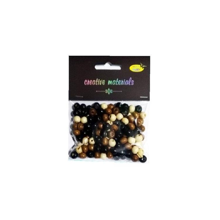 Koraliki drewniane naturalny mix ok 26g ok150szt