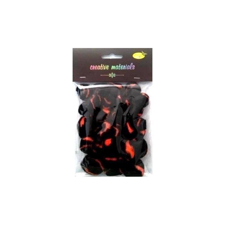 Pompony dwukolorowe pomarań. czarne 25-40mm 21szt
