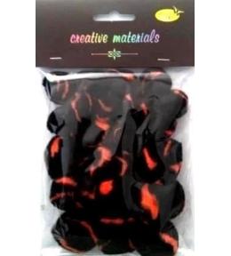 Pompony dwukolorowe pomarań. czarne 25-40mm 21szt