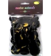Pompony dwukolorowe czarno żółte 25-40mm 21szt