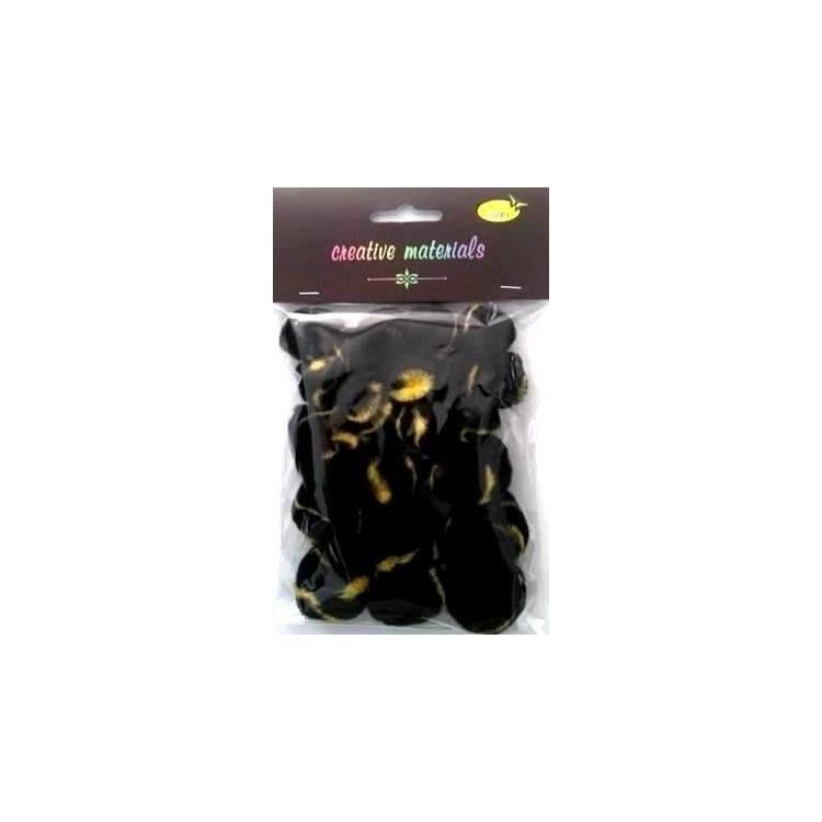 Pompony dwukolorowe czarno żółte 25-40mm 21szt