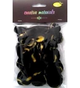 Pompony dwukolorowe czarno żółte 25-40mm 21szt
