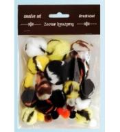 Pompony kolorowe 10-38mm 30szt