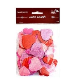 Serca brokatowe czerwono-różowe 88szt