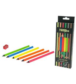 Zestaw 6 kredek trójkątnych z temperówką