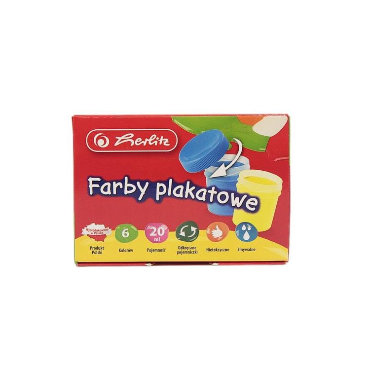 Farby plakatowe szkolne 6 kolorów x 20ml