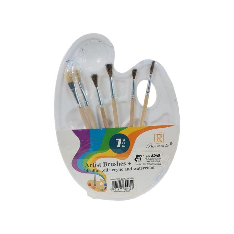 Zestaw pędzelków z paletą 7el