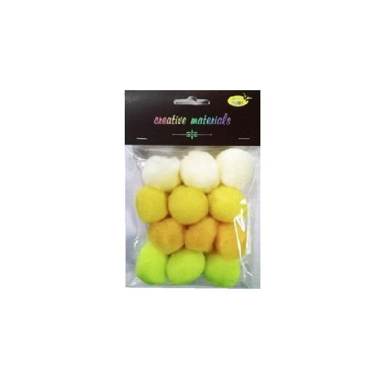 Pompony akrylowe żółte 40mm 12szt