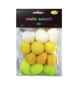 Pompony akrylowe żółte 40mm 12szt