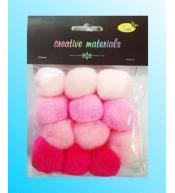 Pompony akrylowe różowe 40mm 12szt