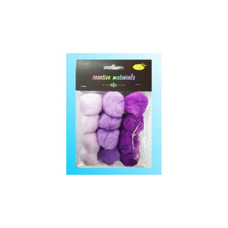 Pompony akrylowe fioletowe 40mm 12szt