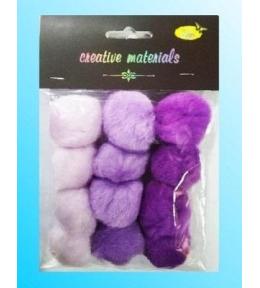 Pompony akrylowe fioletowe 40mm 12szt