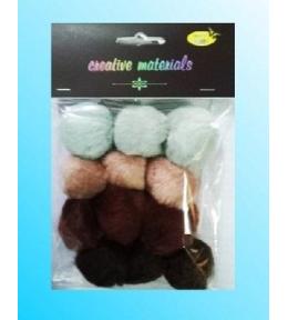 Pompony akrylowe brązowe 40mm 12szt