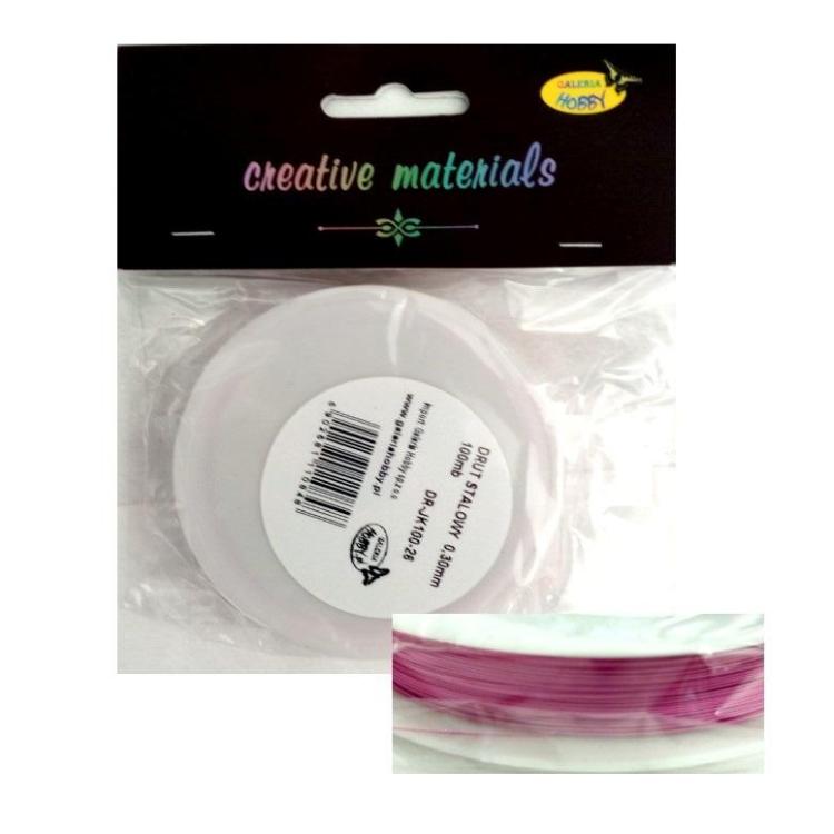 Drut stalowy 0.3mm duża szpula 100mb j.różowy