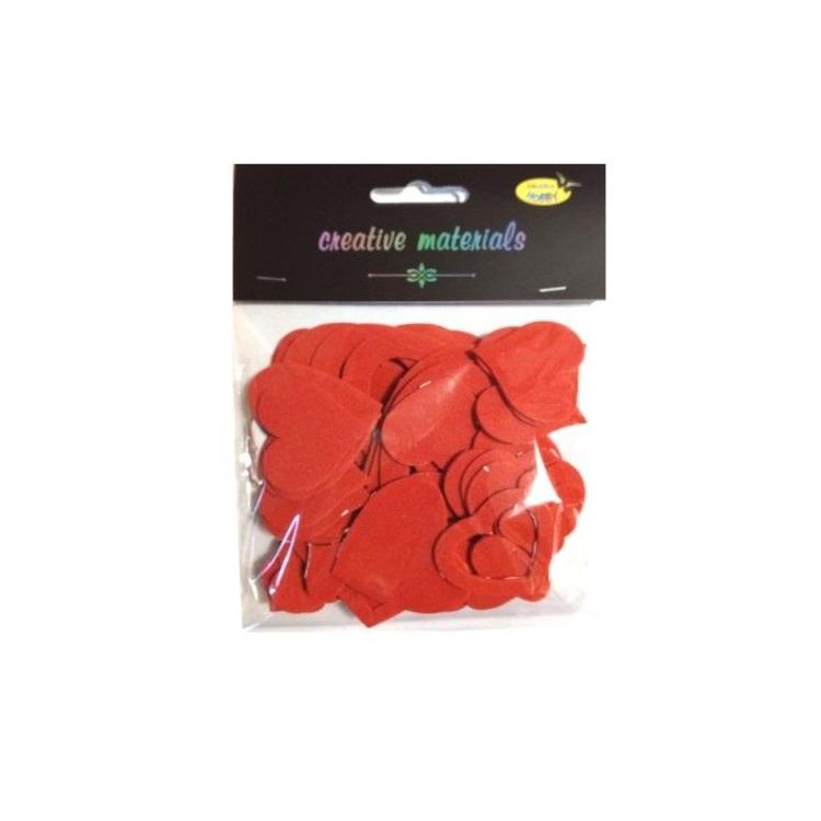 Serca czerwone z pianki samoprzylepnej 66szt