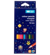 Kredki drewniane trójkątne Pixi Planet 12 kolorów