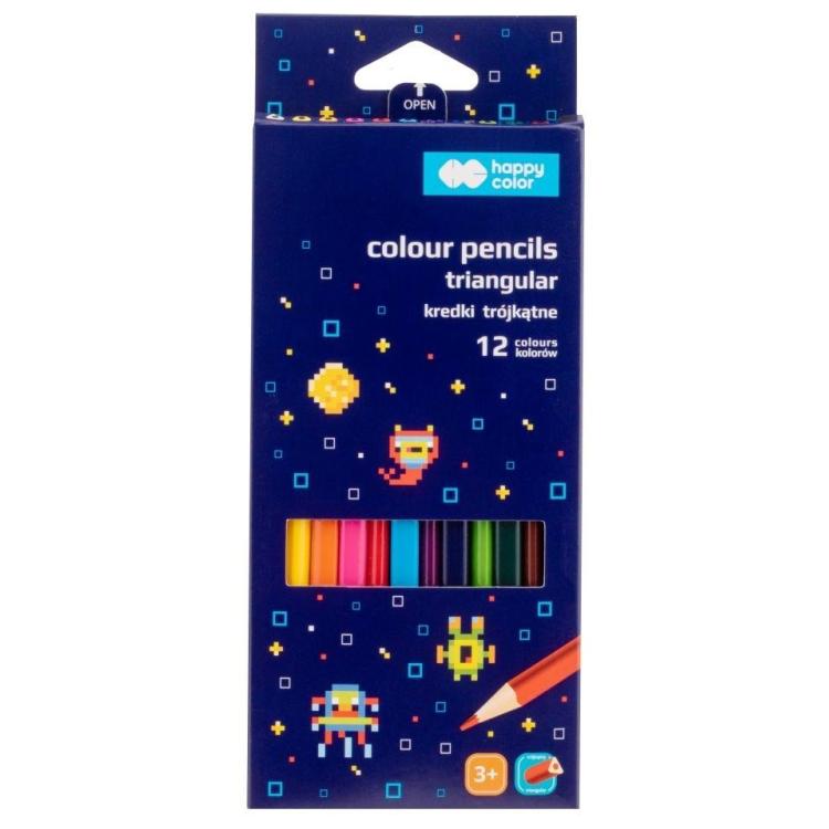 Kredki drewniane trójkątne Pixi Planet 12 kolorów