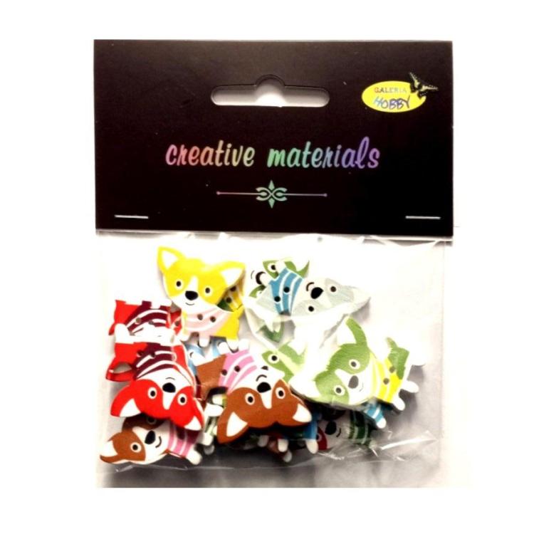 Guziki ozdobne Pieski 25mm 15szt