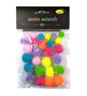 Pompony glitter wiosenne 15-25mm 30szt