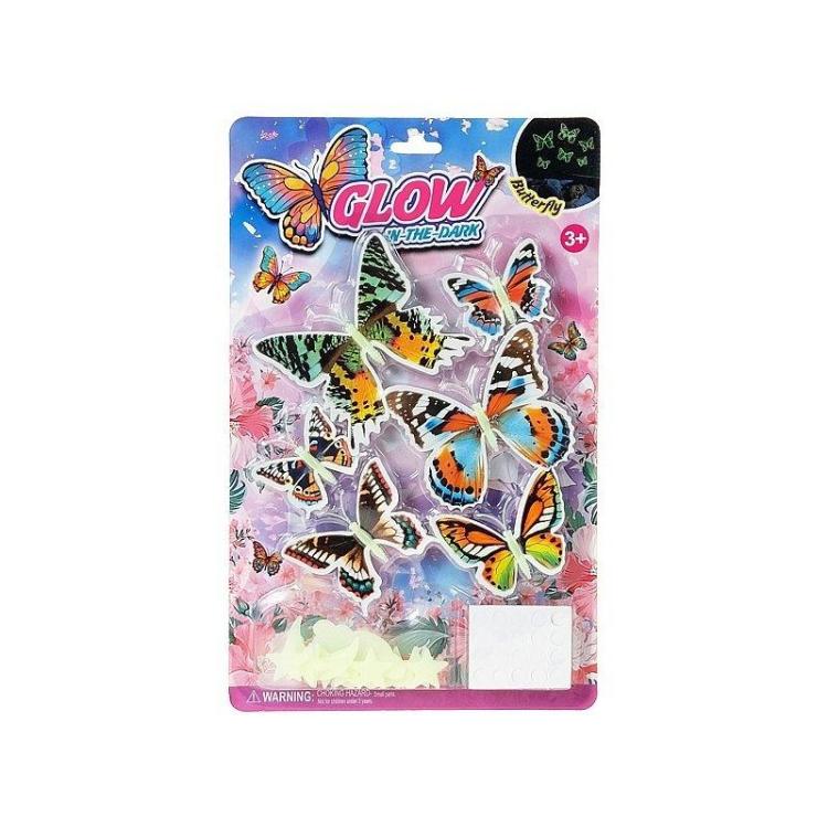 Naklejki fluo na ścianę motyle 34,5x21,5x1,5cm