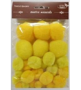 Pompony tonacyjne żółte 15-40mm 30szt